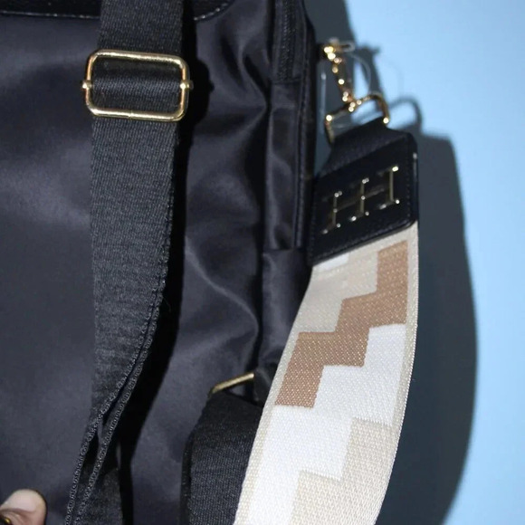 HAUTE HIPPIE Black On the Go Backpack Viral Decorative Beige Strap NWT main image 8